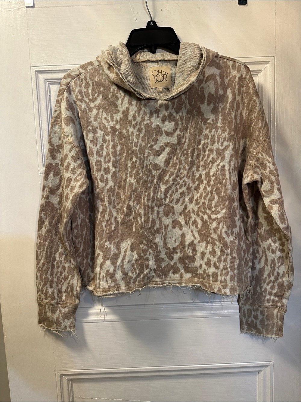 C&C California Beige and Cream Animal-Print Hooded Sweater